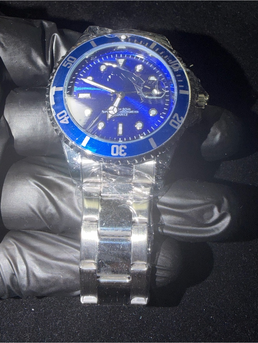 Blue Dial Stainless Steel Diver-Style Watch